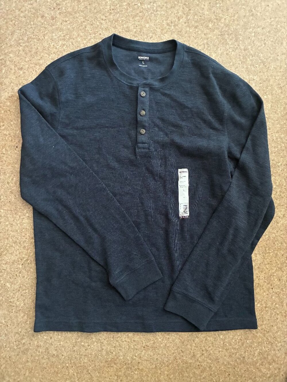 Sonoma Goods For Life Men’s Essential Henley Long Sleeve Shirt Navy Blue L NWT